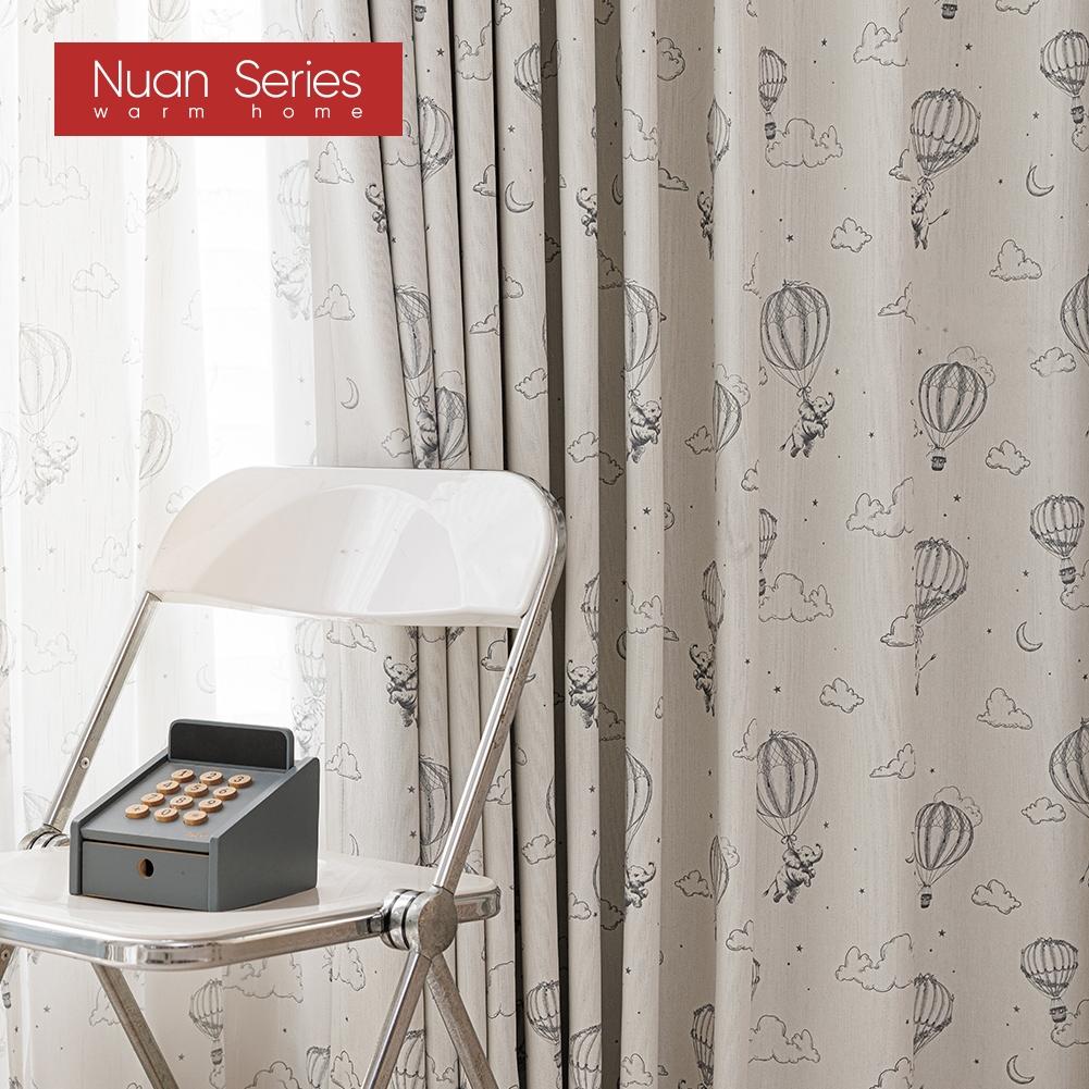 1PC Nuan Series Dumbo Hot Air Balloon Blackout Curtains, Simple Hand-painted Children's Room Curtains for Bedroom Living Room Home Decor
