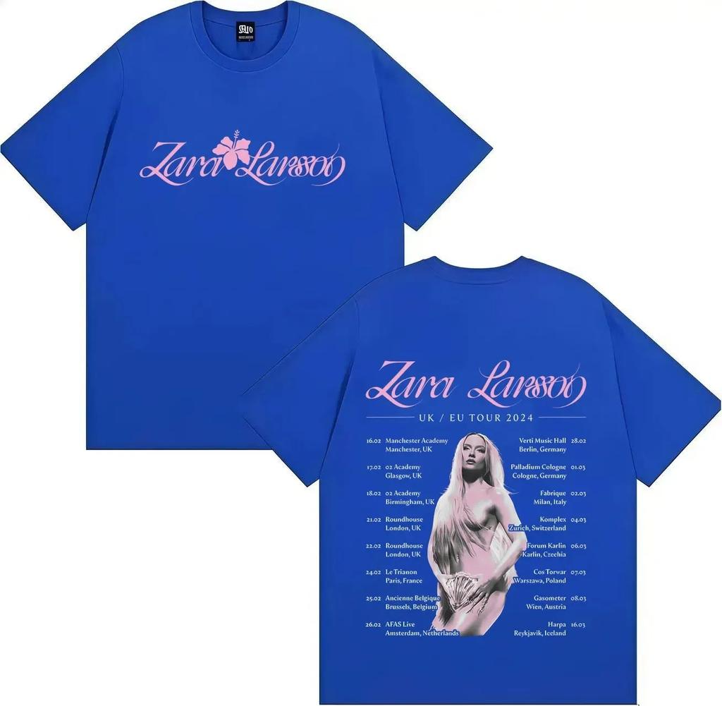 Zara Larsson Midnight Sun Global Tour Koszulka Merch Mężczyźni Kobiety Plakat Albumowy Nadruk Graficzny Bawełniane Koszulki Dekolt Luźny Oversize Topy