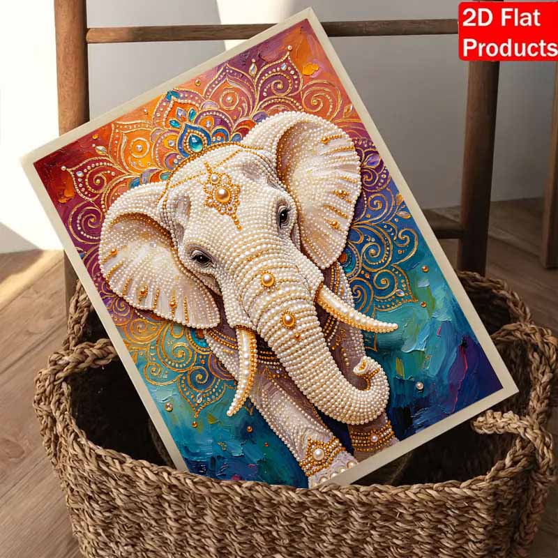 5D Pearl Kit Majestic Elephant Pattern DIY Rhinestone Art Relaxing Handmade Ornament Home Wall Desktop Decoration for Beginners