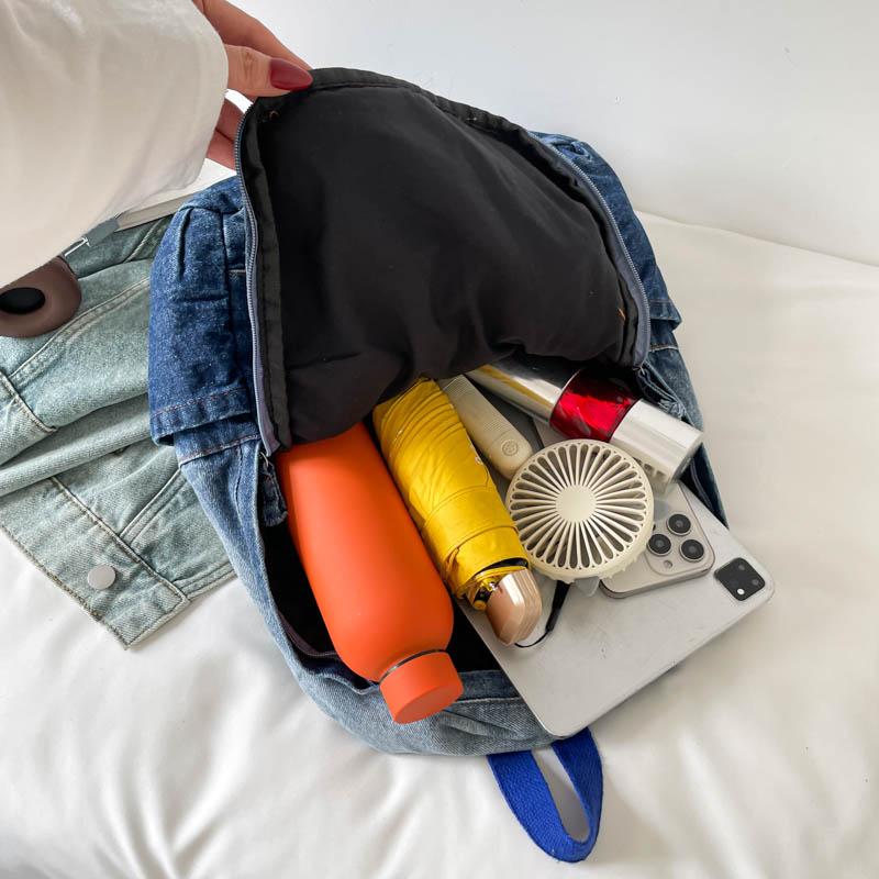 Gradient Denim Backpack Large Capacity Women's Retro Backpack