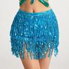 Latin Dance Hula Short Skirt Dress Stage Carnival Party Performance Hip Scarf Three-Layer Tassel Belly Dance Sequins Waist Chain