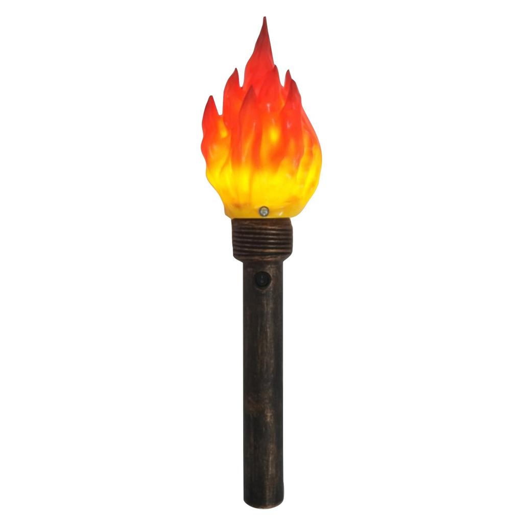 Handheld Torch Prop LED Light,18.05inch Long,Realistic Flame Torch For Games Themed Party Camping Halloween Easter,Resin Lampshade And Retro Handle