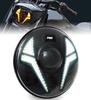 HENGTUAOTO 7 Inch LED Motorcycle Headlight Ultra Distance Auxiliary Spotlight with White DRL Amber Turn Signal Compatible with Street Softail Road