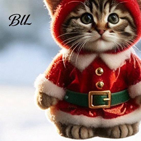 Holiday Gift Packaging Embellishments Santa Cat Christmas Ornament, Acrylic Car Mirror Hanging Decor with Rearview Accessories Reindeer Antlers,