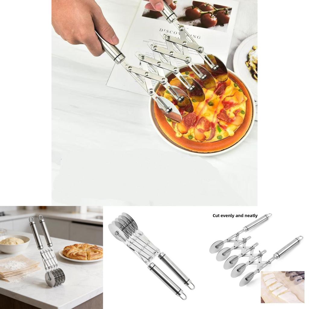Stainless Steel Multiwheel Youtiao Cutter With Pizza And Pastry Blade For Kitchen Use