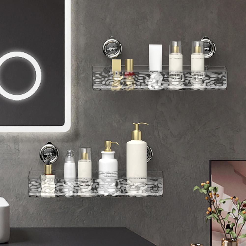 Glacier Pattern Transparent Storage Holder Punch-Free Strong Sucker Rack Suction Cup Storage Basket for Makeup Organizer Rack