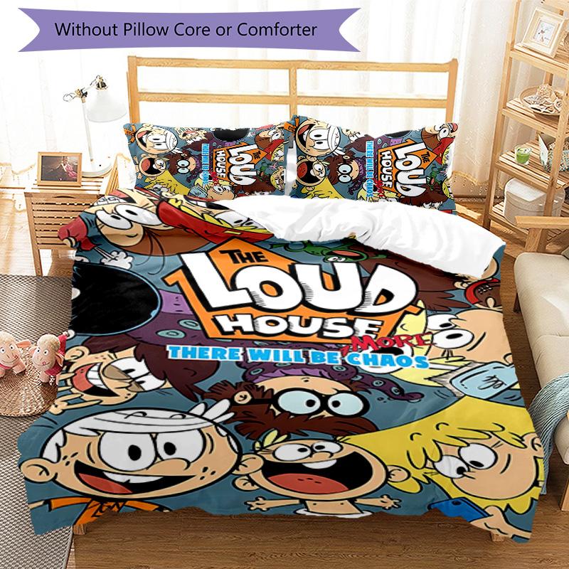 3pcs The Loud House1 Pattern Bedding Set Duvet Cover Set Includes Duvet Cover &pillowcases, Perfect All Season Bedroom Decoration & Gift