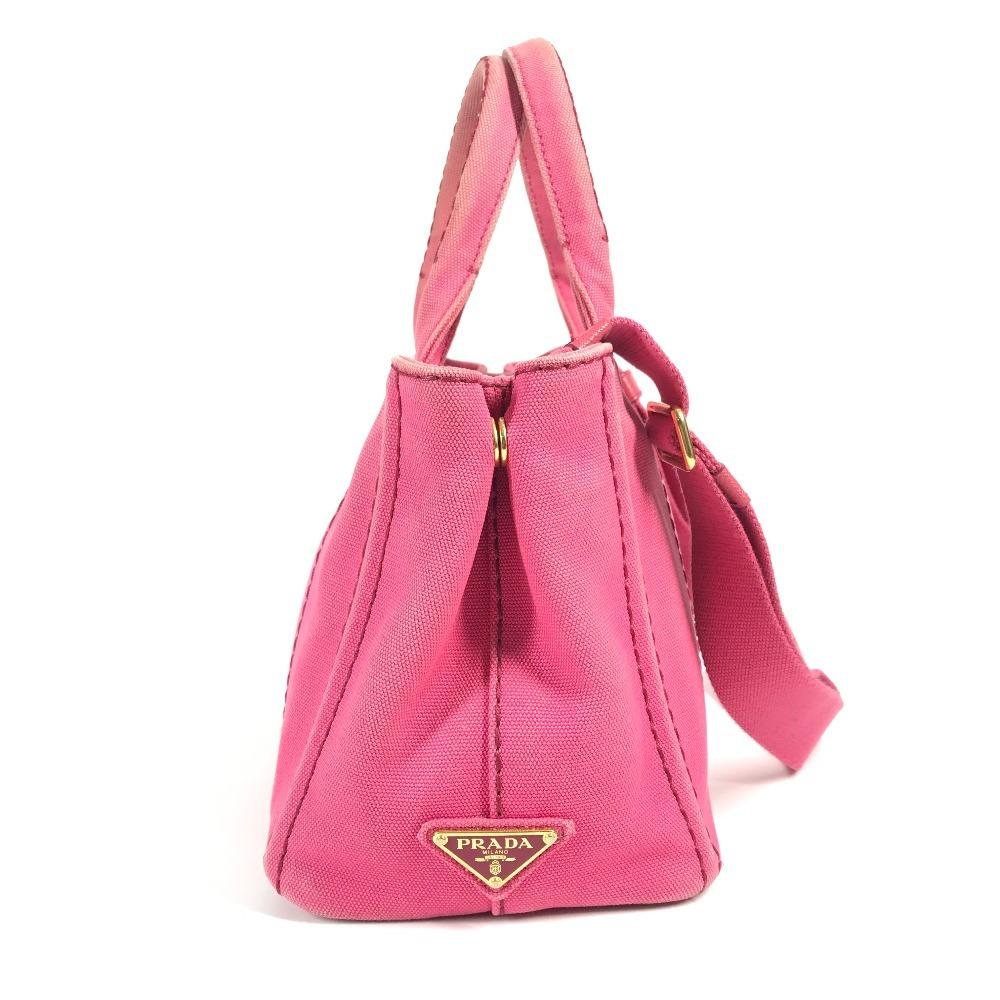 PRADA Canapa Tote Bag 2WAY Bag Shoulder Bag Crossbody Hand Bag Canvas pink