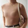 Half-high Neck Mid-collar Women's Bottoming Shirt Autumn and Winter Slim Solid Colour Tight Long-sleeved Shirt
