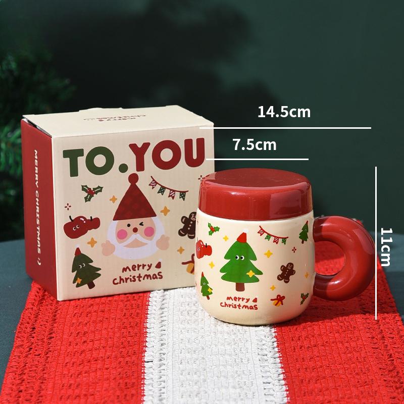 

Christmas Gift Ceramic Cup Tea Water Separation Cup Tea Cup with Lid Light Luxury Big Belly Cup Large Capacity Mug 500ml