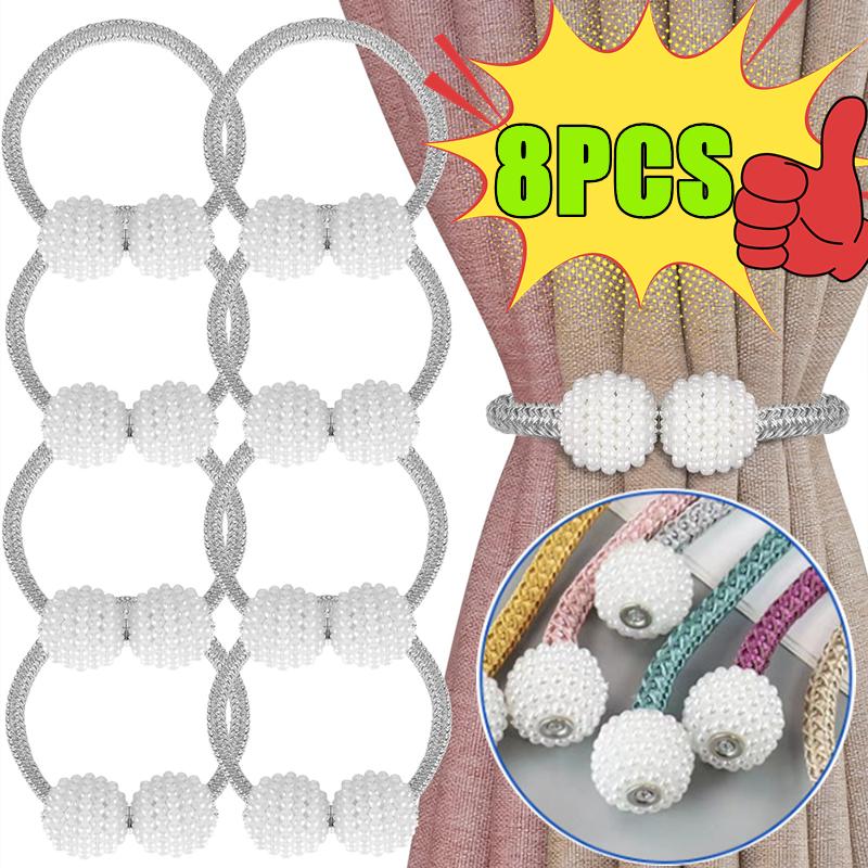New 8-1PC Pearl Magnetic Curtain Clip Curtain Holders Tie Back Buckle Clips Hanging Ball Buckle Tie Curtain Decor Accessories
