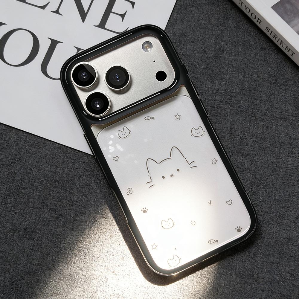 Line Kitten Is Suitable for iPhone17Pro Mobile Phone Case, Anti-drop Apple 16/15 Transparent Protective Case 14 New Women