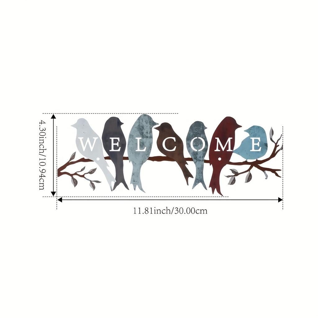 Metall Wandkunst Vögel auf Ästen Skulptur Außen Dekoration Halloween Weihnachten Geschenk Neujahr