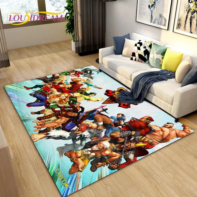 Street Fighter Retro Game Gamer Area Rug,Carpet Rug for Living Room Bedroom Sofa Doormat Decoration, Kid Play Non-slip Floor Mat