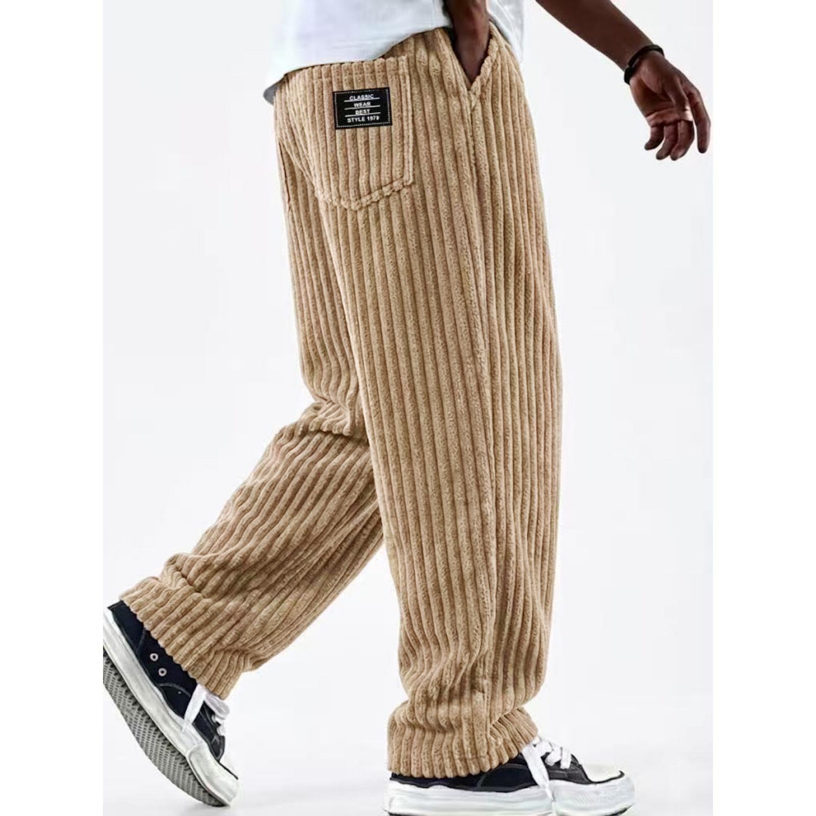 Vīriešu velveta brīva piegriezuma taisnas bikses