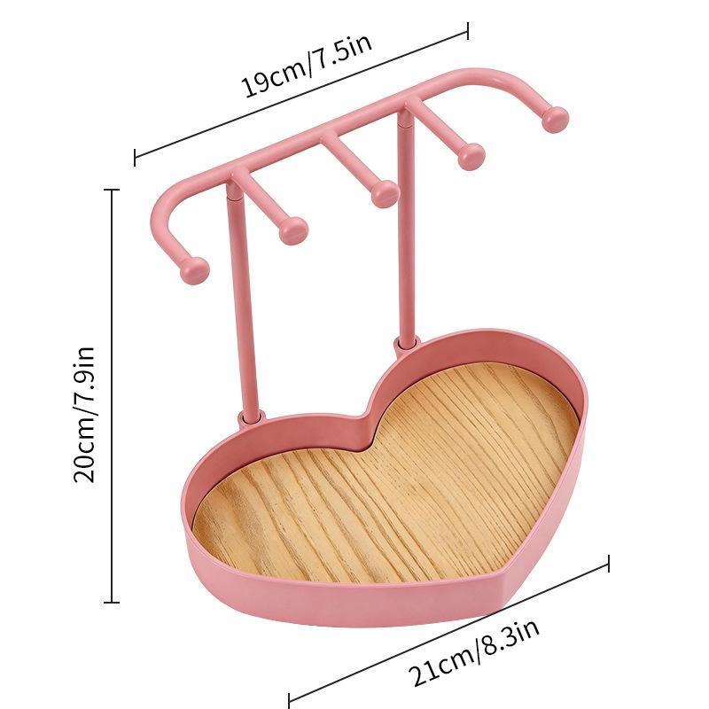 Fashion Portable Jewelry Display Rack Earrings Necklaces Storage Rack Key Organizer With Wooden Base Hanging Holder Girl Gift