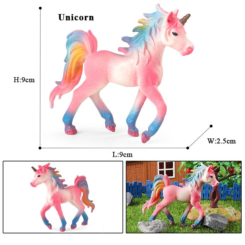 Oenux New Mythical Elf Pegasus Fairy Tale Fly Horse Kids Toy Action Figures Animal Model Cute Girl Birthday Gift Cake Toppers