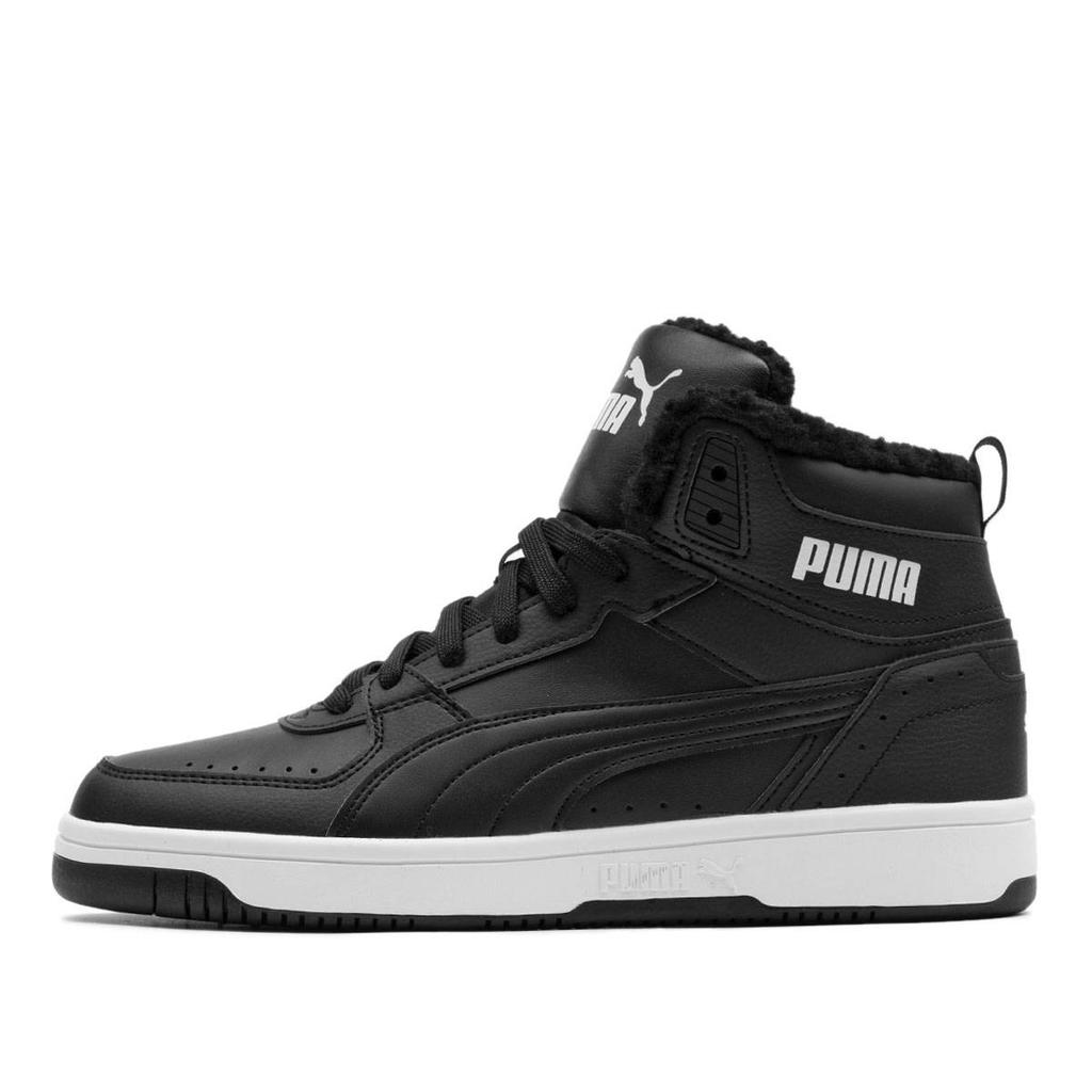 Men's Winter Sneakers Puma Rebound JOY Fur High Black Ankle Boots (375576-01)