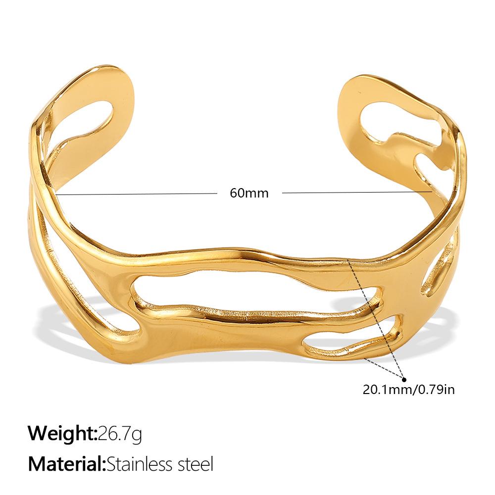 Simple Smooth Hollow Opening Bracelet Stainless Steel Gold-Plated Niche Design High-End Bracelet