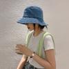 Retro Denim Bucket Hat for Women Solid Color Foldable Fisherman Cap Summer Outdoor Wide Brim Panama Sun Hats Gorras