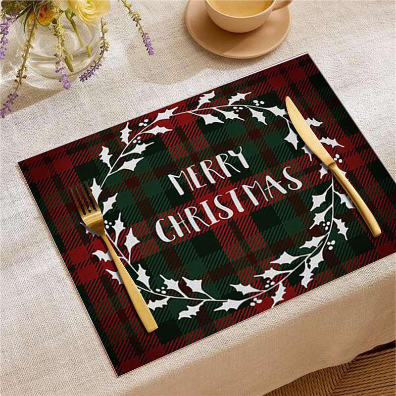 Jolly Christmas Linen Placemats - Stain-Proof, Heat-Resistant Holiday Table Decor