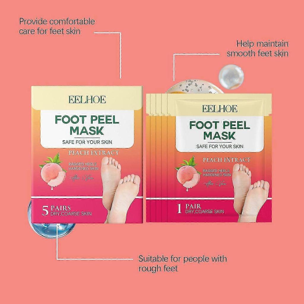 EELHOE Peach Foot Mask: Plant Extracts, Hydrating and Softening, Improves Dryness, Daily Foot Care.