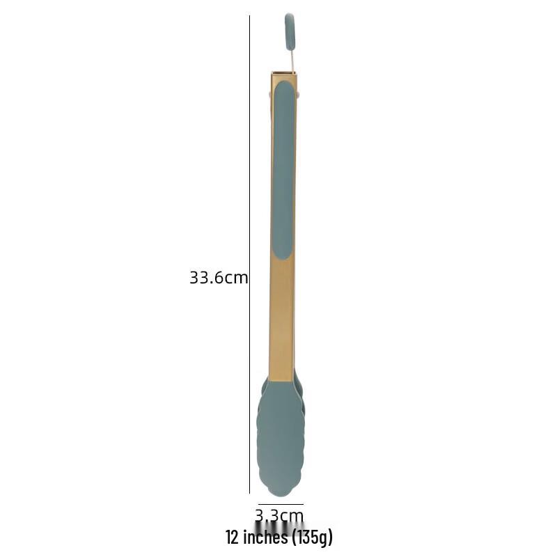 ZISIZ 12-inch Titanium-Plated Stainless Steel BBQ & Food Tongs Set