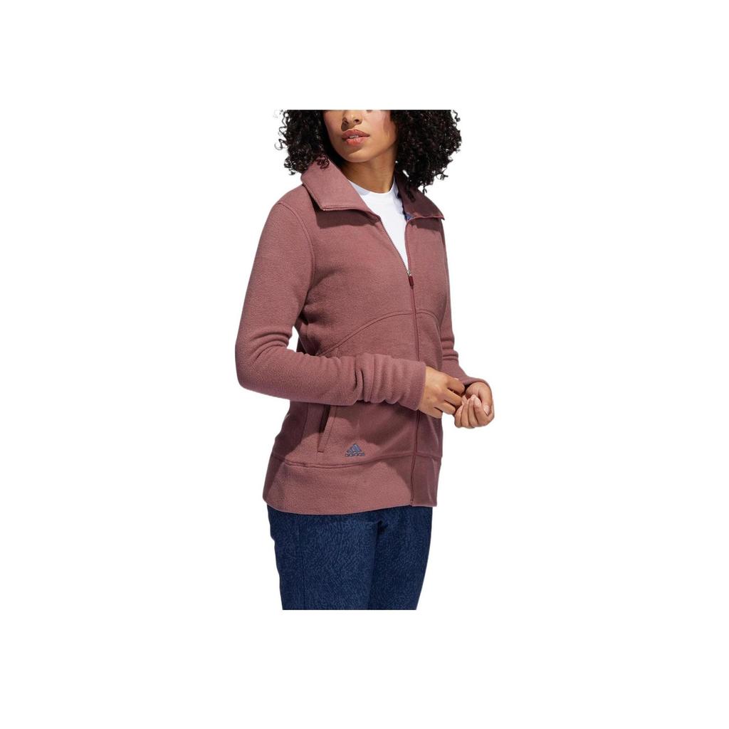 adidas Womens Solid Drawstring Collar Casual Long Sleeve Jacket Women Red-Brown HG6984