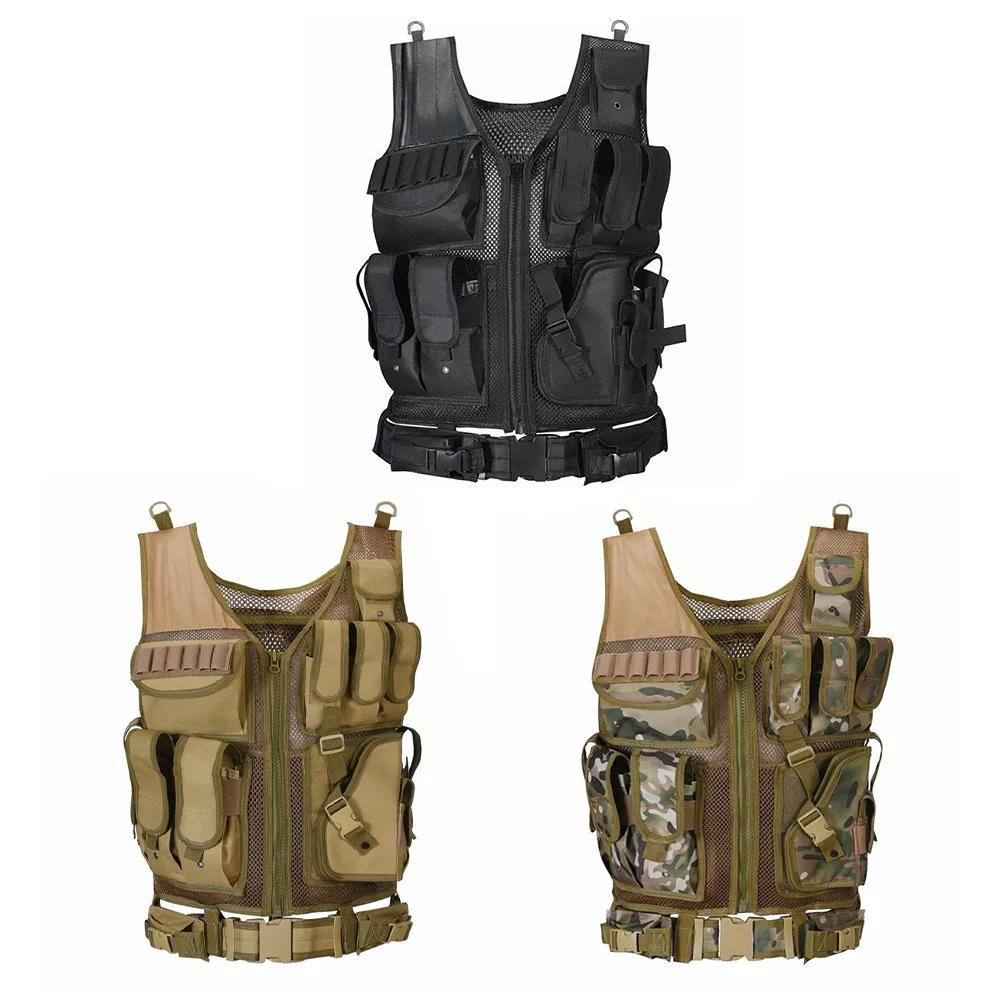 Nylon Molle Vest Multi-Pocket Combat Body Armor Vests Plate Carrier Vest Hunting Outdoor CS Game Airsoft Training Jacket