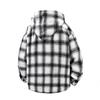 Spring and Autumn New Hooded Plaid Shirt Men's Furted Long Sleeve Single Breasted Pocket Loose Shirt