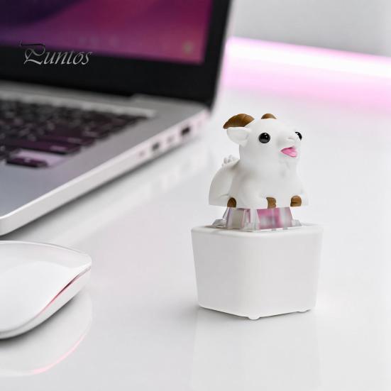 Finger Clicker Device 1/2Pcs Goat Keyboard Fidget Toy with Sound, Rechargeable Sheep Animal Push Button Toy, Decompression Keychain for Anxiety Relief