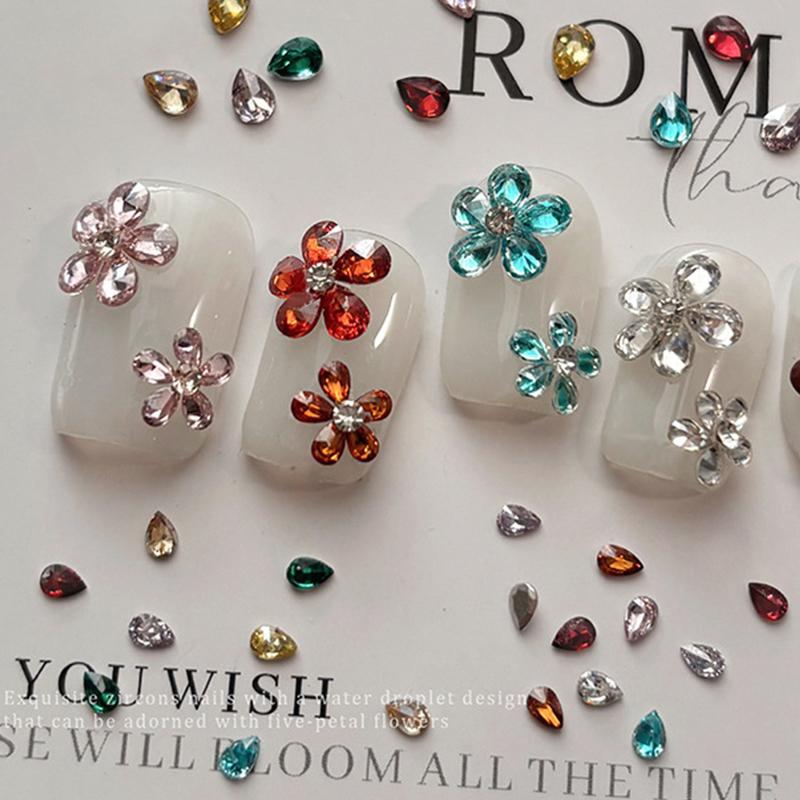 50 Stück Mehrfarbige Mini-Wassertropfen Zirkon Nail Art Strasssteine 3D Flachboden Kristallsteine Maniküre Dekoration