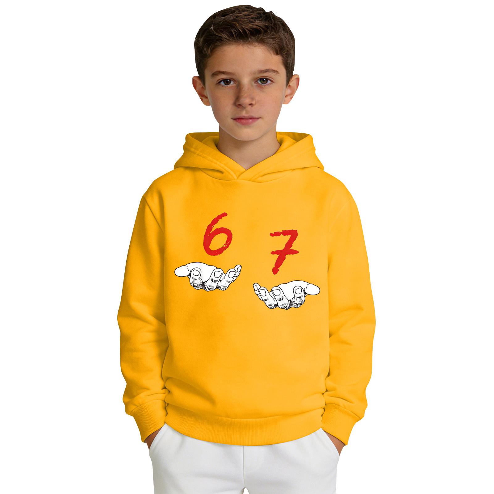 

Boys Printed Hooded Long-Sleeve Sweatshirt Casual Sports Comfort Sweatshirt 160 жовтий