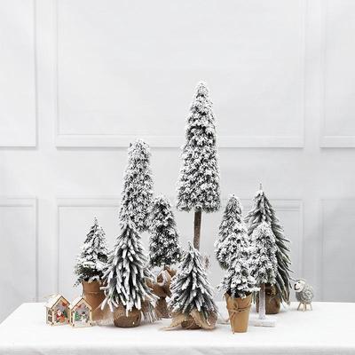 Creative Mini Flocked Christmas Tree Ornament for Tabletop and Mall Decor