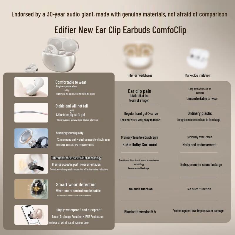 EDIFIER Comfo Clip Open-Ear Air Conduction Sports Headphones