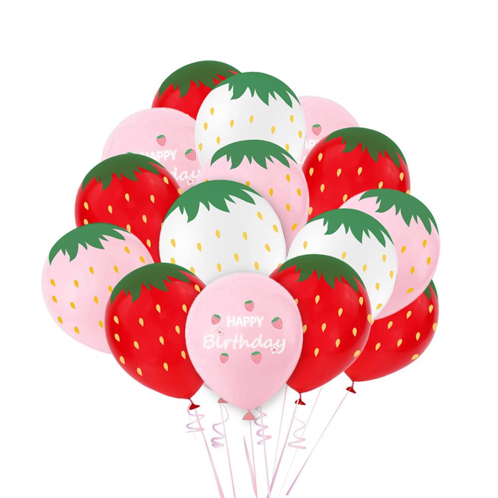 10pcs Strawberry Balloons Fruit Summer Beach Hawaiian Party Watermelon Baloon Kids Girl Birthday Party Ballon Festival Globos