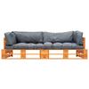2 Piece Garden Pallet Sofa Set with Gray Cushions Pine Wood