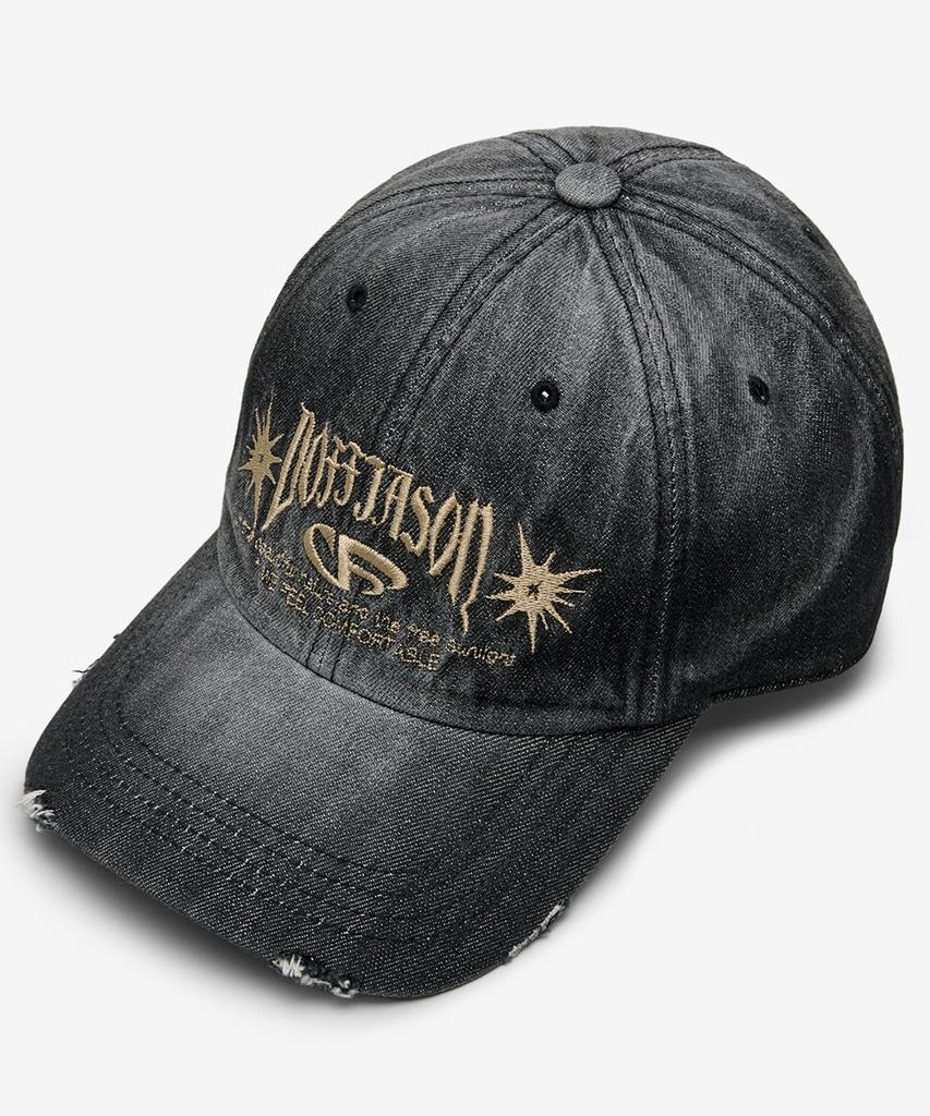 DOFFJASON Vintage Washed Denim Ball Cap Black