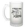 Verre À Bière - PLANETEE - J'peux Pas Minimaliste - Verre Trempé Givré - 470 Ml - Motif Imprimé Durable