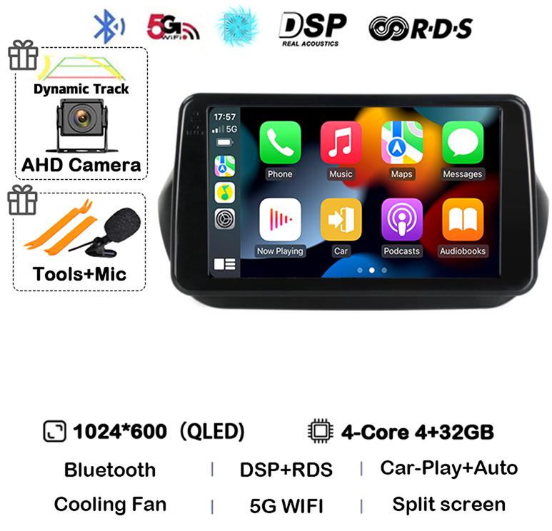 Android 14 Carplay Car Radio For Fiat Fiorino Qubo For Citroen Nemo For Peugeot Bipper 2008-2017 Multimedia Video Player Stereo