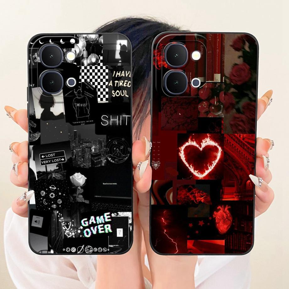 Für Vivo Y31D 4G V2543 Vivo Y51 Pro 5G IQOO Z11X Y500i Handyhülle Florales Mondnacht Schleifenmuster Funda Weiche Matte Silikonhülle