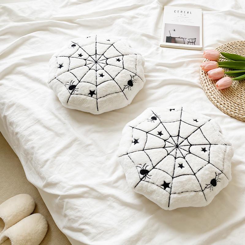 Spider Web Halloween Bar Theme Plush Pillow With Embroidered Animal Pattern For Home Decor