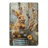 X Inch Vintage Bunny Floral Aluminum Sign  Rustic Botanical Wall Decor Home Kitchen Cafe
