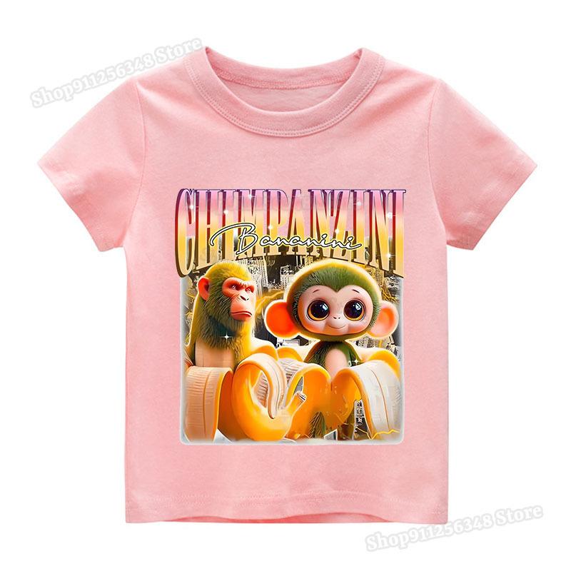Italian Brainrot Cute Meme T-shirt for Girls Clothes Ballerina Cappuccino Print Tee Tops Pink Summer Cotton Outfits Streetwear