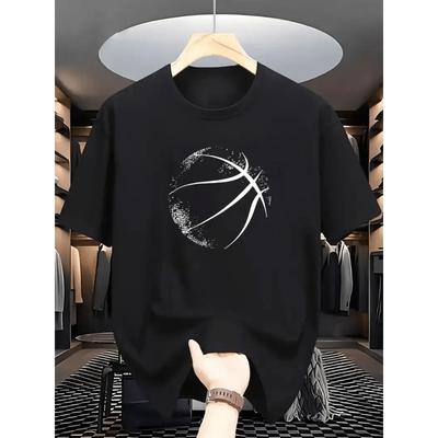 Europäische Größen Herren Bedrucktes T-Shirt Sommer Locker Rundhals Vielseitiges Mode Top Normale Lässige Passform Für Männer
