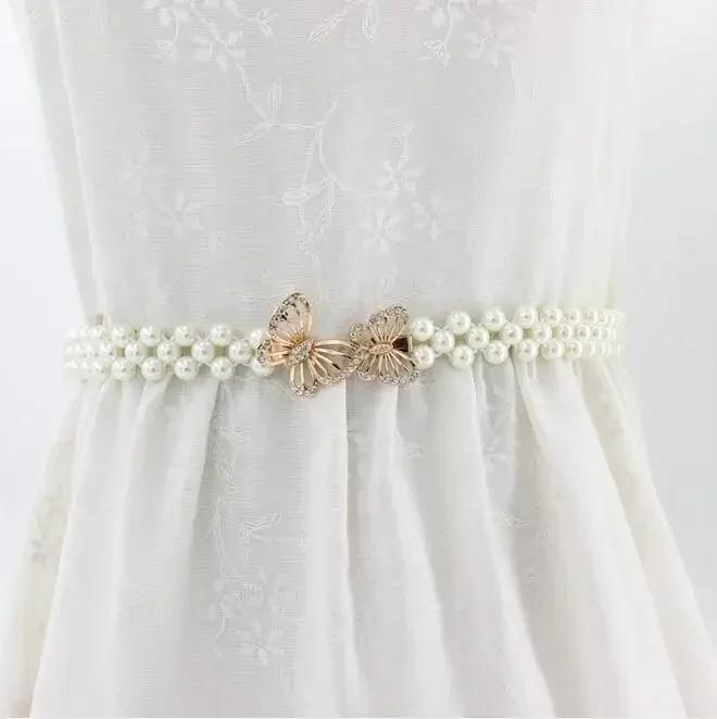 Damen Elegantes Kleid Dekoration Gürtel Dünne Mode Perlen Taillenkette mit Rock Schlichte Diamant Gewebte Perlen Gürtel Accessoires