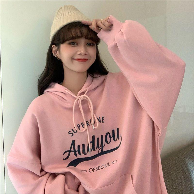 Damen Kapuzenpullover mit Kapuze, warm, weich, gepolstert, verdickter Kapuzenpullover, lockeres Studententemperament, Retro-Freizeit, Herbst und Winter, Kapuzenpullover