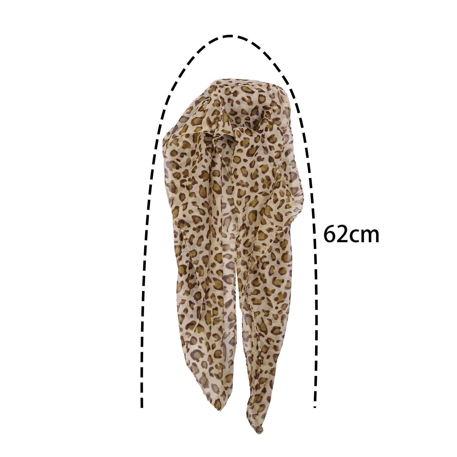 

Vintage Leopard Print Headscarf Satin Thin Edge Small Square Scarfs Head Band Women Y2K Spicy Girl Neckerchief Hair Accessories