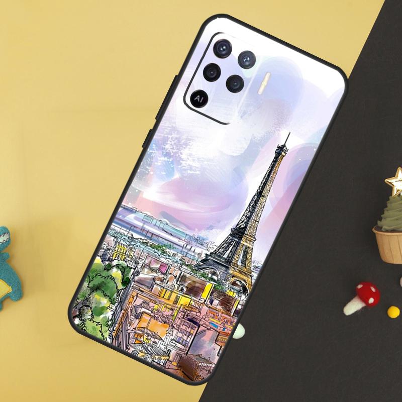 France Paris Eiffel Tower Case For Oppo A60 A80 A40 A15 A16 A17 A57 A94 A74 A54 A76 A96 A18 A38 A58 A78 A98 A5 A6 Pro