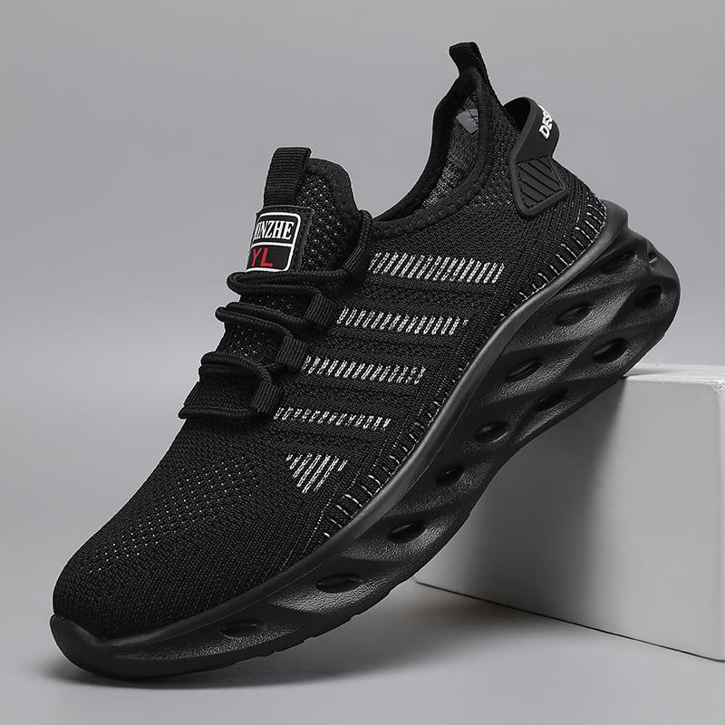 

Breathable Men s Running Shoes Lightweight Men s Sports Shoes N-slip Casual Sneakers Lace-up Comfortable Lining Walking Shoes 44 чёрный